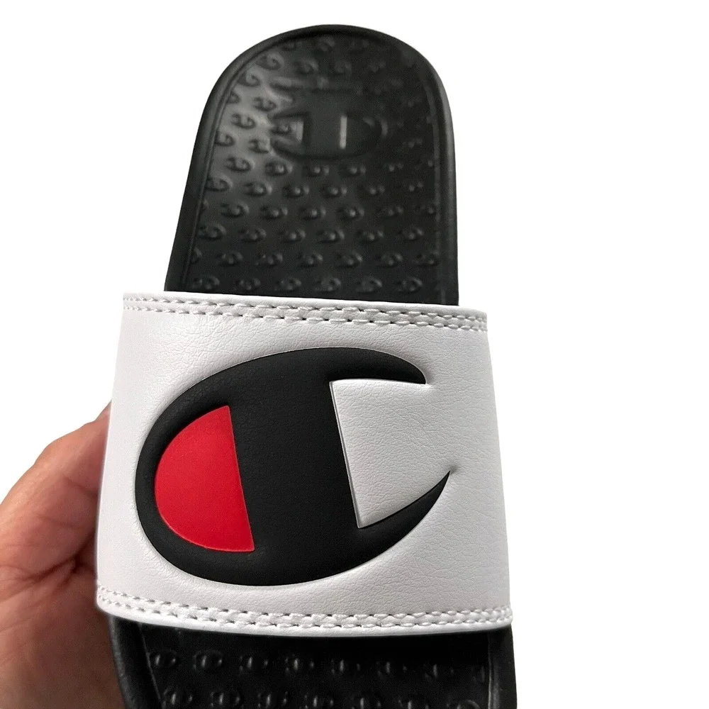 Champion Little Boys Girls Slide Sandals Size 13 Black White Lightweight Comfort